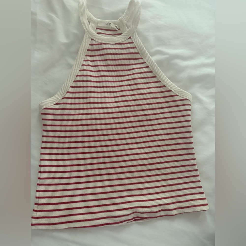 BA&SH Red/white stripped Tank Top Stretch Layering Shirt Size Small